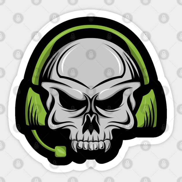 Skull with a headset for Music Lovers Sticker by Eskitus Fashion